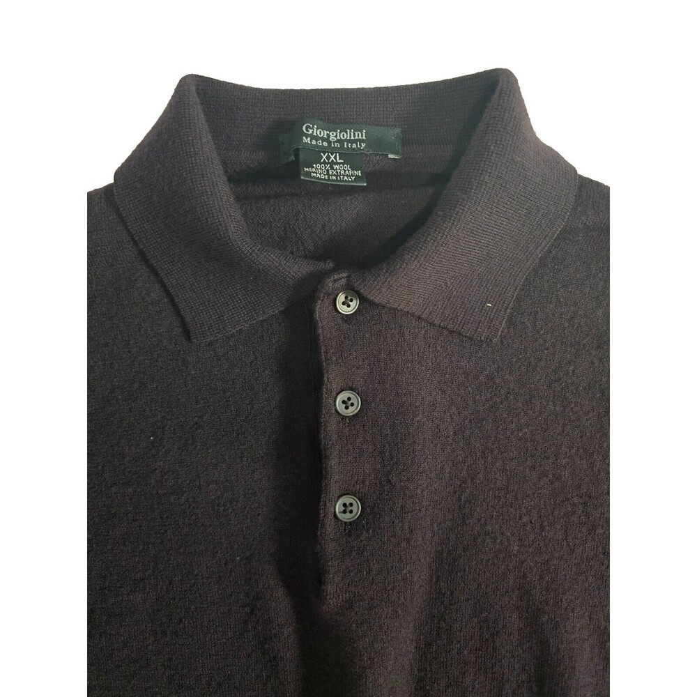 GIORGIOLINI Men's 100% Merino Wool Polo Long Sleeve Sweater. Italy Made Size XXL